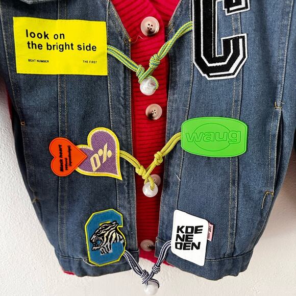 Denim Stitching Cardigan Sweater Loose
Knitted For Women halloween - Picture 13 of 14